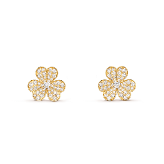 [Lora]FRIVOLE GOLD FLOWER DIAMOND EARRINGS