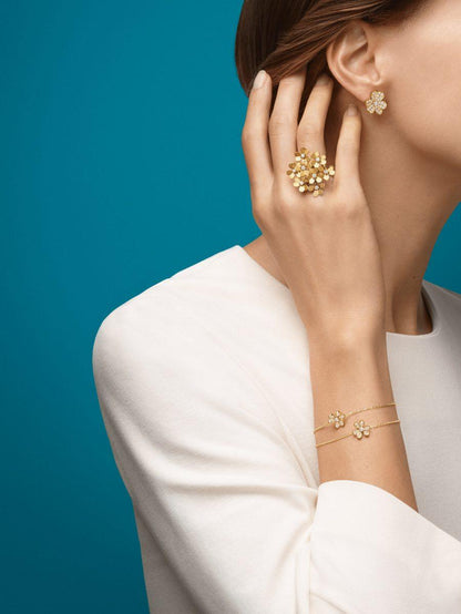 [Lora]FRIVOLE GOLD FLOWER DIAMOND EARRINGS