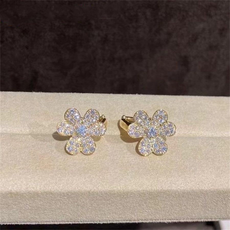 [Lora]FRIVOLE GOLD FLOWER DIAMOND EARRINGS