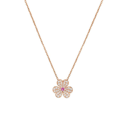 [LORA]FRIVOLE ROSE GOLD FLOWER DIAMOND NECKLACE