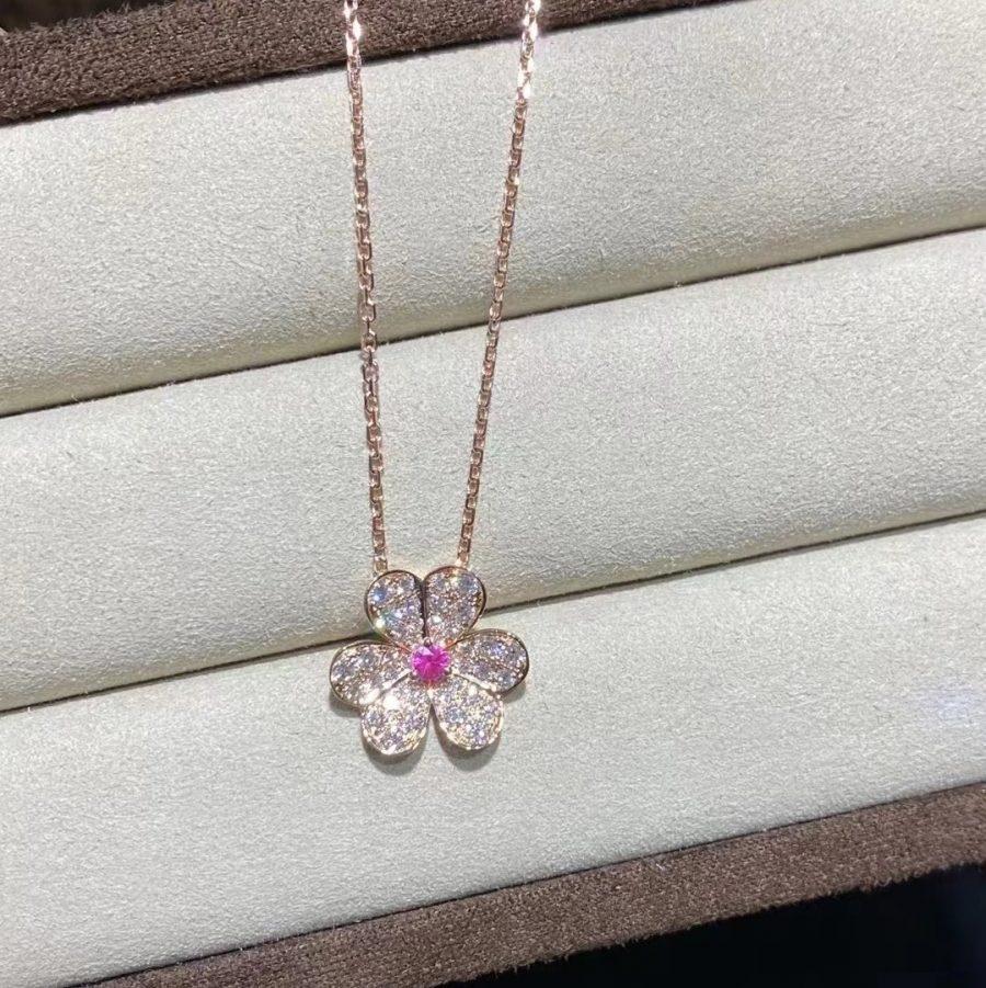 [LORA]FRIVOLE ROSE GOLD FLOWER DIAMOND NECKLACE