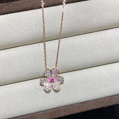 [LORA]FRIVOLE ROSE GOLD FLOWER DIAMOND NECKLACE