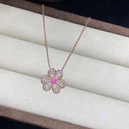 [LORA]FRIVOLE ROSE GOLD FLOWER DIAMOND NECKLACE
