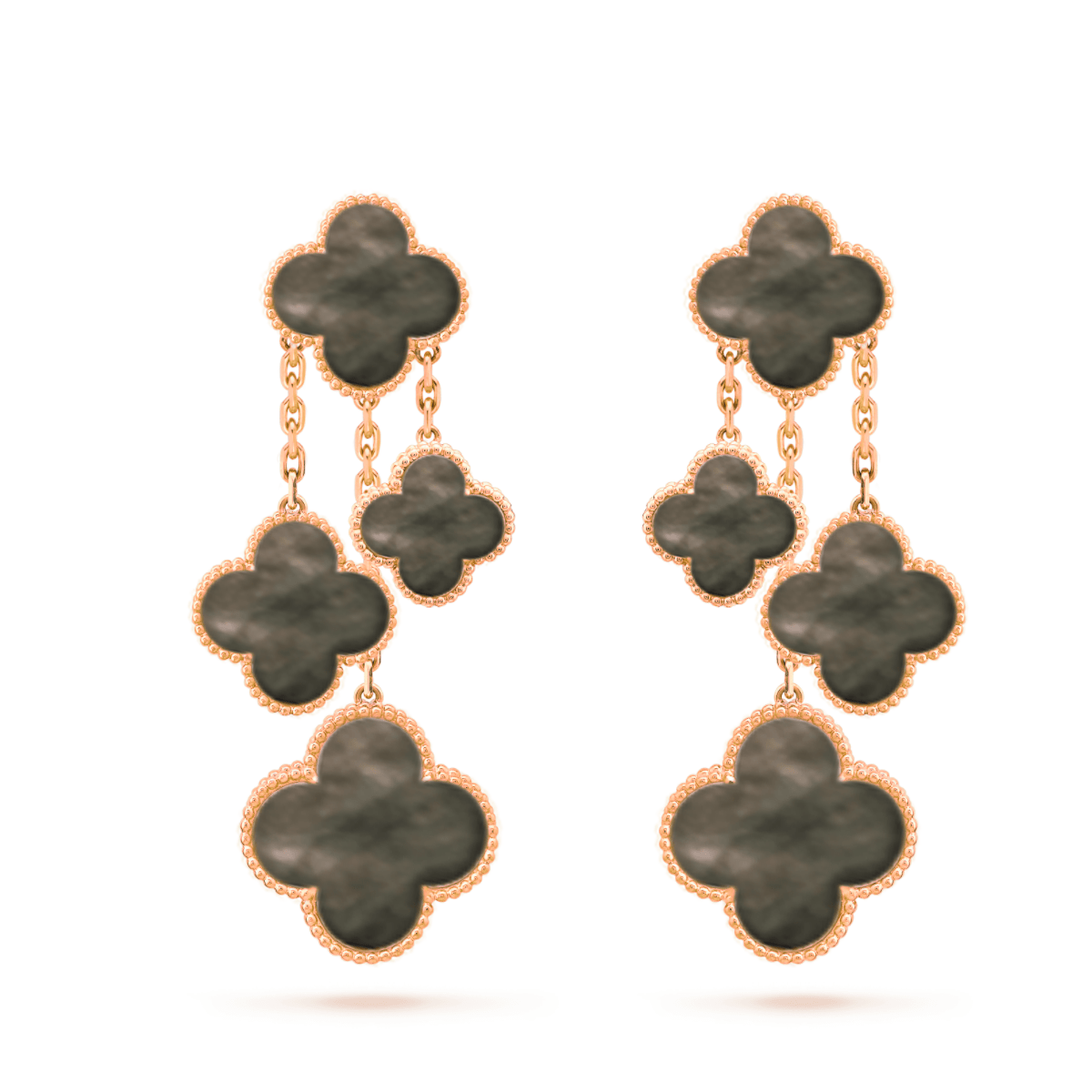 [Lora]CLOVER EARRINGS DARK MOP 4 MOTIFS ROSE GOLD