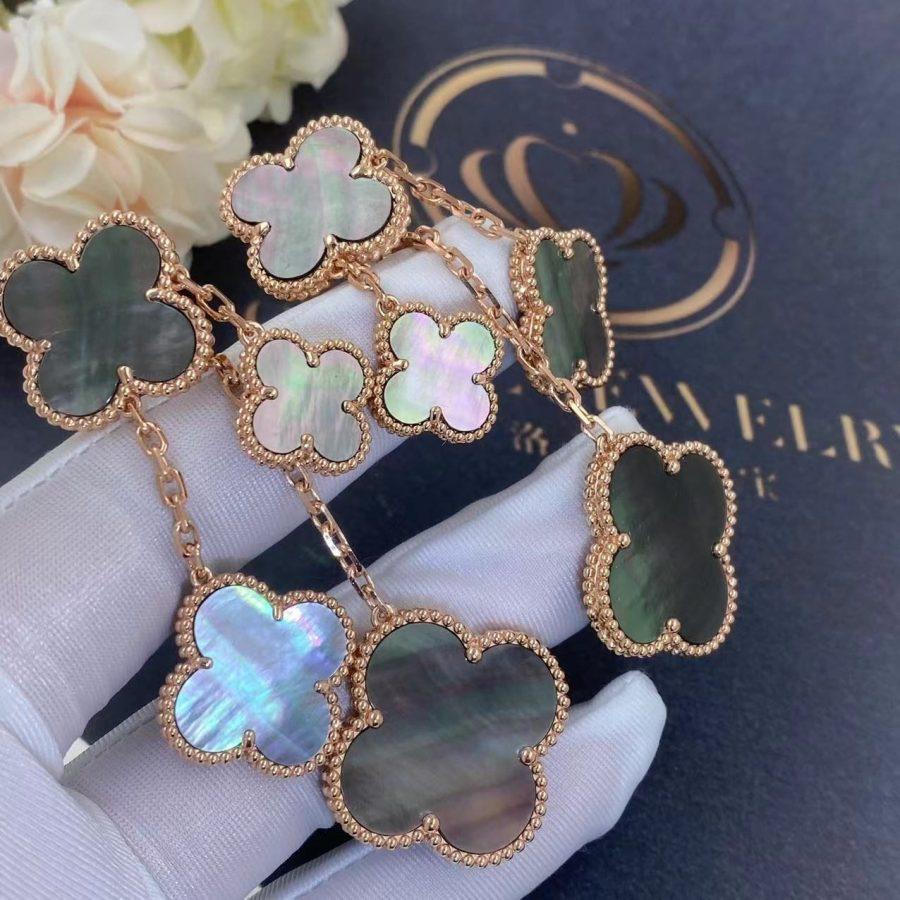 [LORA]CLOVER EARRINGS DARK MOP 4 MOTIFS ROSE GOLD
