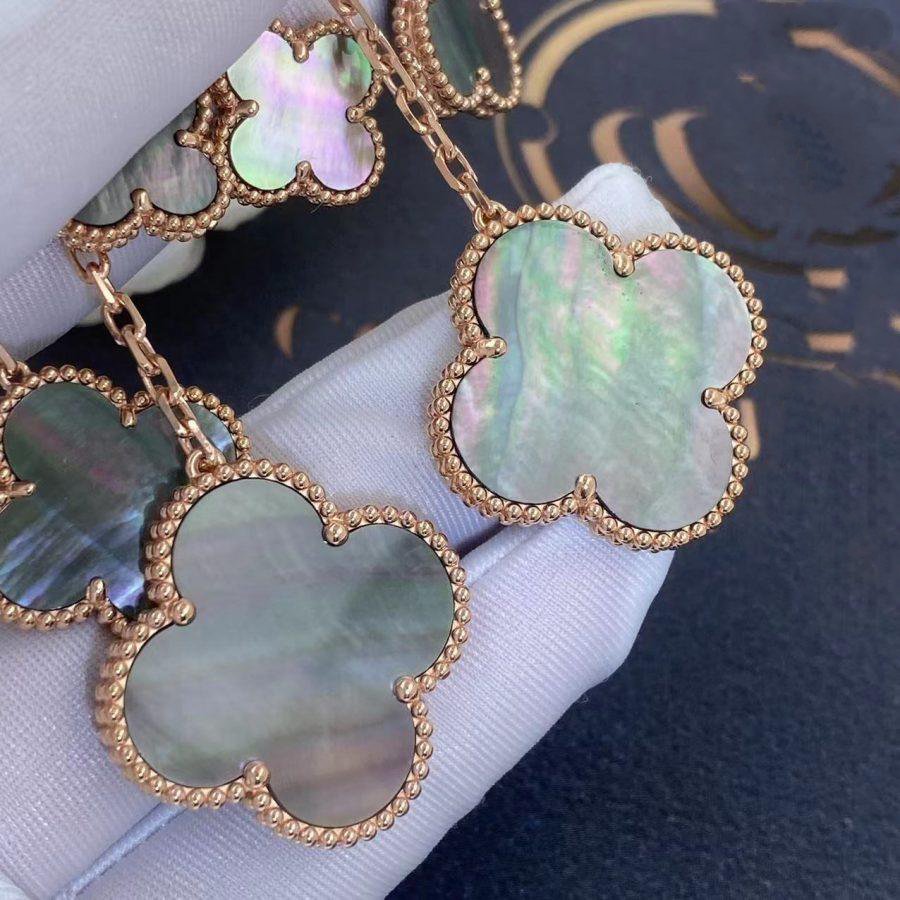 [LORA]CLOVER EARRINGS DARK MOP 4 MOTIFS ROSE GOLD