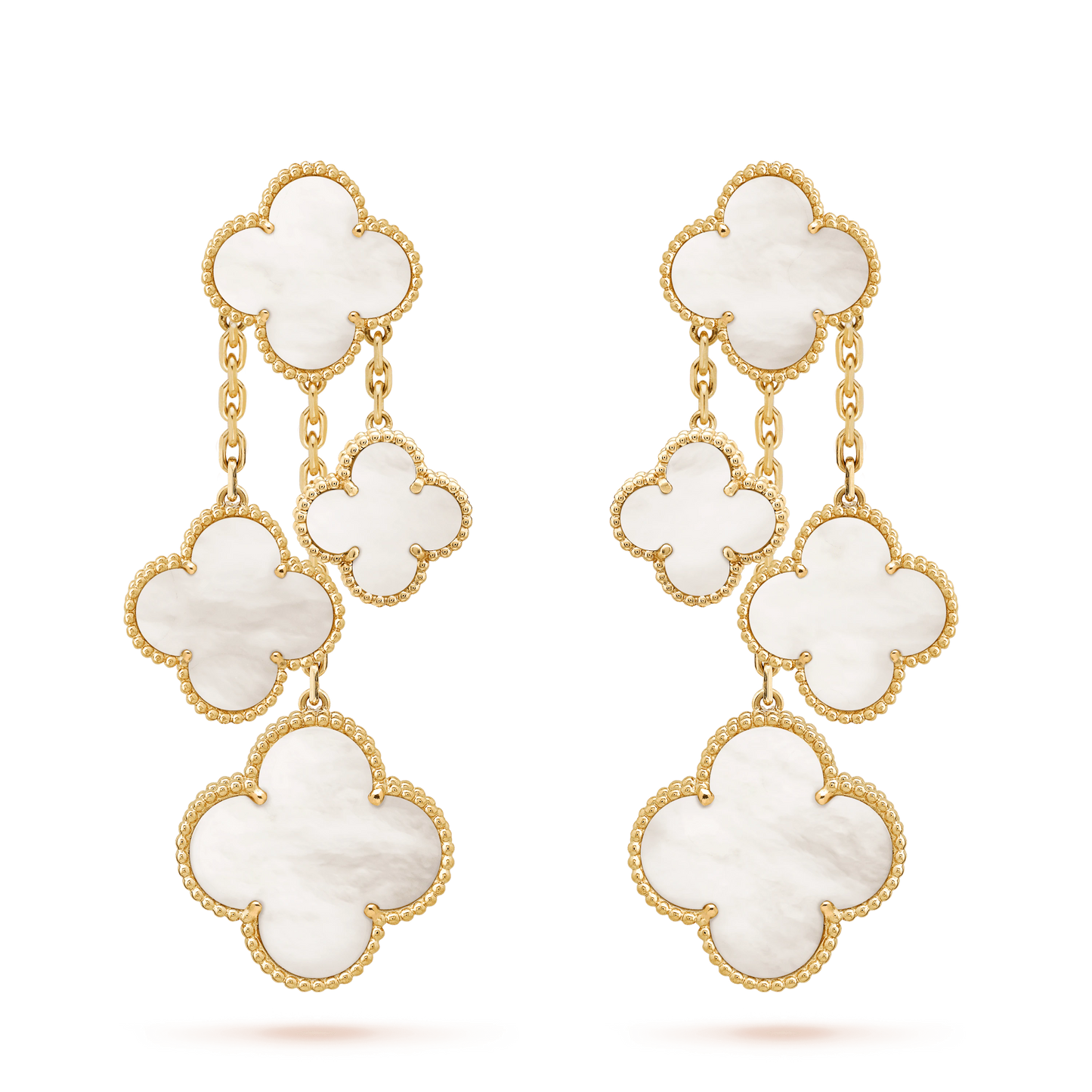 [LORA]CLOVER EARRINGS WHITE MOP 4 MOTIFS GOLD