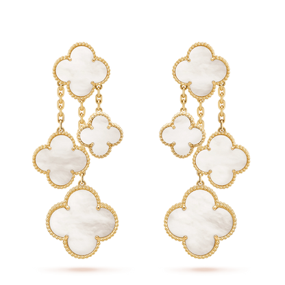 [LORA]CLOVER EARRINGS WHITE MOP 4 MOTIFS GOLD