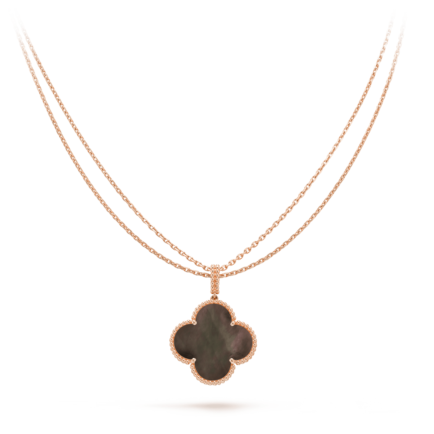 [LORA]CLOVER 25MM GOLD DARK MOP BIG CLOVER NECKLACE