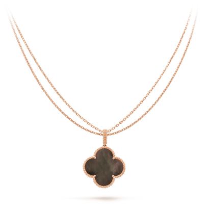 [LORA]CLOVER 25MM GOLD DARK MOP BIG CLOVER NECKLACE