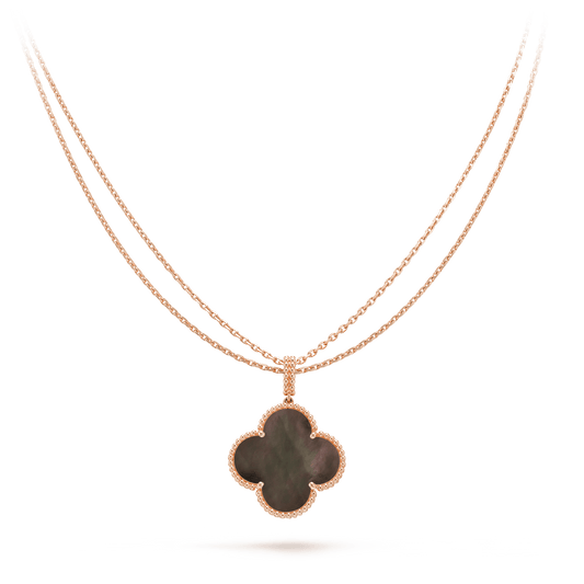 [LORA]CLOVER 25MM GOLD DARK MOP BIG CLOVER NECKLACE