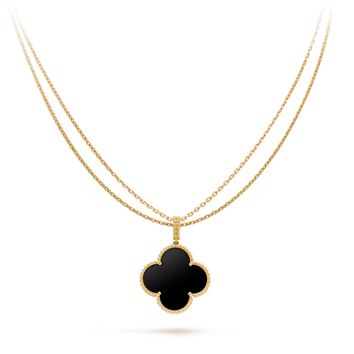 [Lora]CLOVER 25MM GOLD ONYX BIG CLOVER NECKLACE