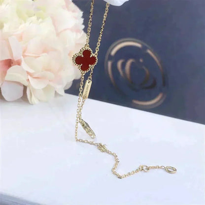 [Lora]CLOVER  CARNELIAN SINGLE FLOWER BRACELET