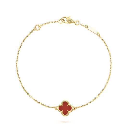 [LORA]CLOVER  CARNELIAN SINGLE FLOWER BRACELET