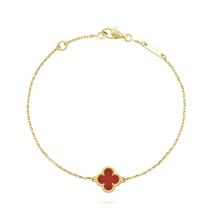 [Lora]CLOVER  CARNELIAN SINGLE FLOWER BRACELET
