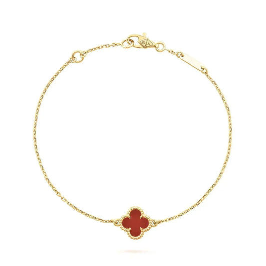 [Lora]CLOVER  CARNELIAN SINGLE FLOWER BRACELET