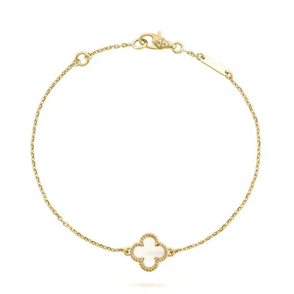 [Lora] Clover White Mother-of-Pearl & JUSTE Bracelet Stack Set