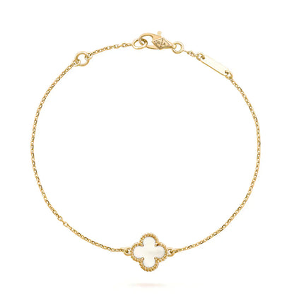 [LORA]CLOVER WHITE MOP SINGLE FLOWER BRACELET