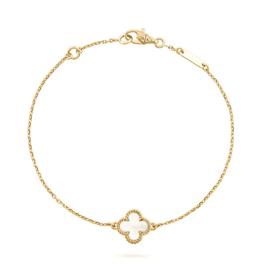[LORA]CLOVER WHITE MOP SINGLE FLOWER BRACELET