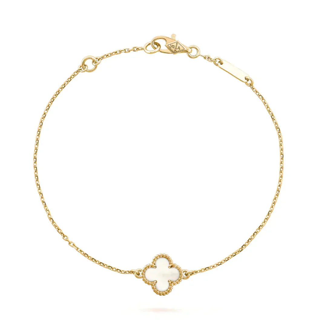 [Lora]CLOVER WHITE MOP SINGLE FLOWER BRACELET