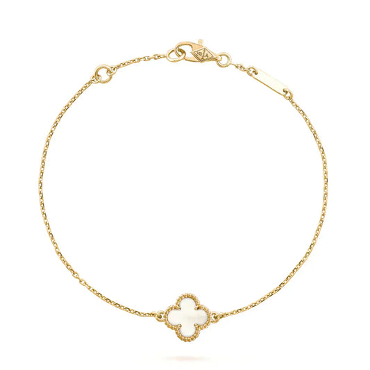 [Lora]CLOVER WHITE MOP SINGLE FLOWER BRACELET