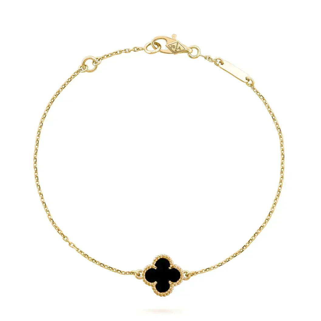 [Lora]CLOVER ONYX SINGLE FLOWER BRACELET