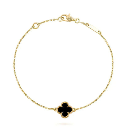 [Lora]CLOVER ONYX SINGLE FLOWER BRACELET