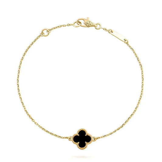 [Lora]CLOVER ONYX SINGLE FLOWER BRACELET