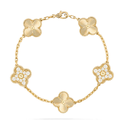 [LORA]CLOVER BRACELET 5 MOTIFS GOLD DIAMOND