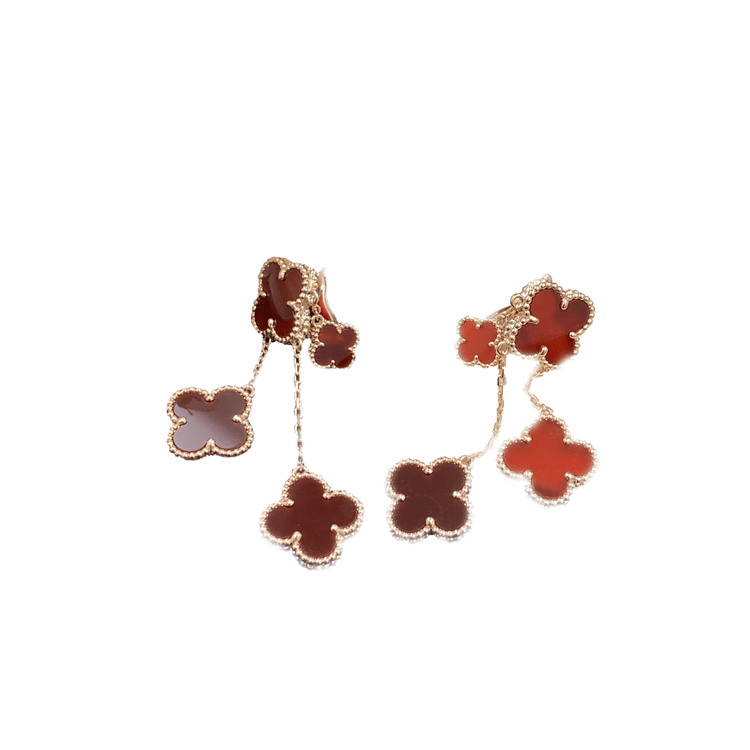 [Lora]CLOVER EARRINGS CARNELIAN 4 MOTIFS PINK GOLD