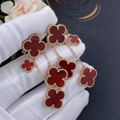 [Lora]CLOVER EARRINGS CARNELIAN 4 MOTIFS PINK GOLD