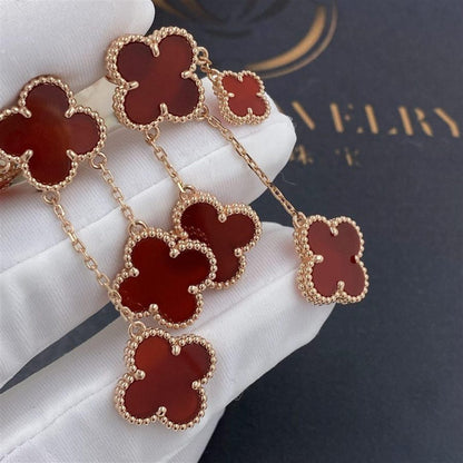 [LORA]CLOVER EARRINGS CARNELIAN 4 MOTIFS PINK GOLD