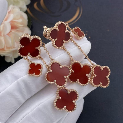[Lora]CLOVER EARRINGS CARNELIAN 4 MOTIFS PINK GOLD