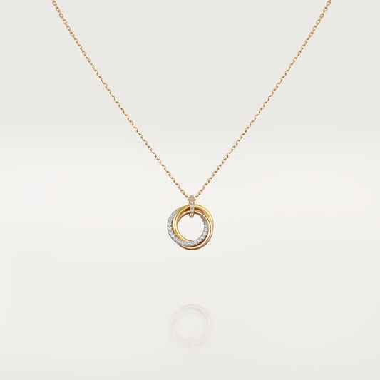 [LORA]TRINITY NECKLACE SILVER GOLD PINK GOLD DIAMONDS