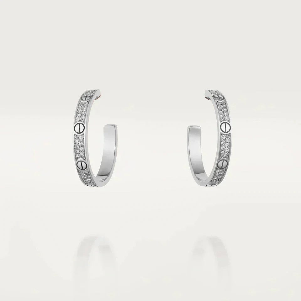 [LORA] LOVE EARRINGS 3.6MM DIAMOND PAVED