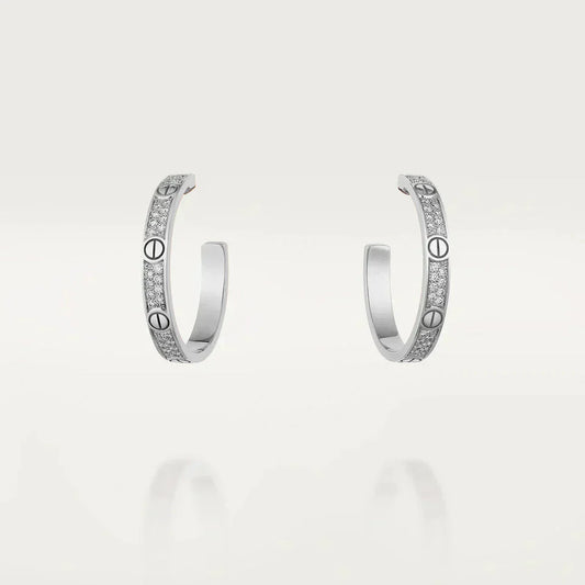 [LORA]LOVE DIAMOND SILVER HOOP EARRINGS