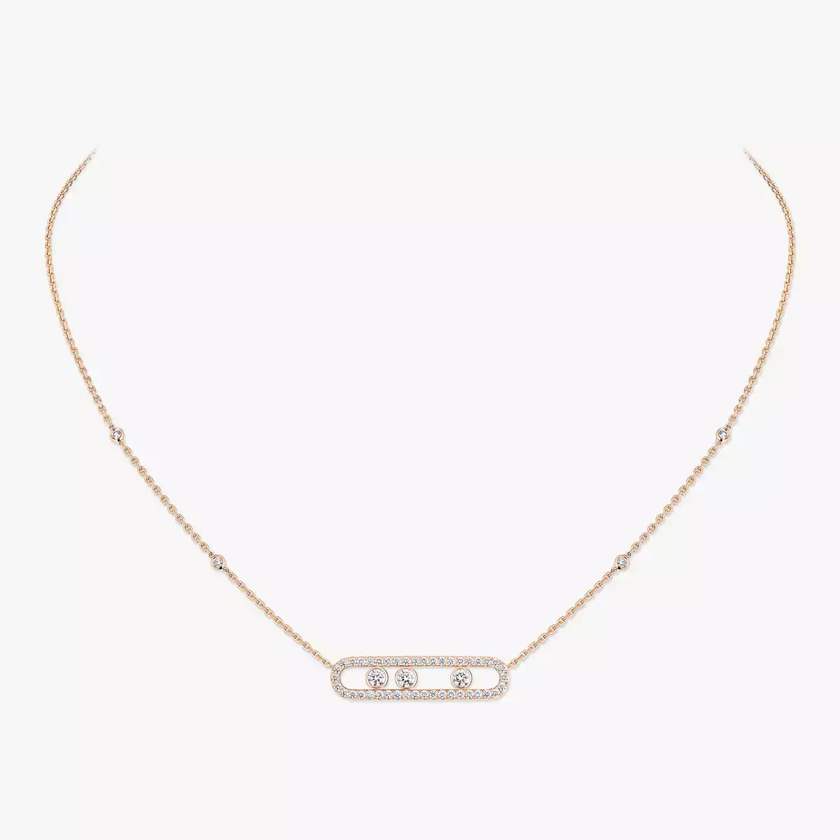 [LORA]  Move Pave_ Rose Gold Diamond Necklace