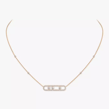 [LORA]  Move Pave_ Rose Gold Diamond Necklace