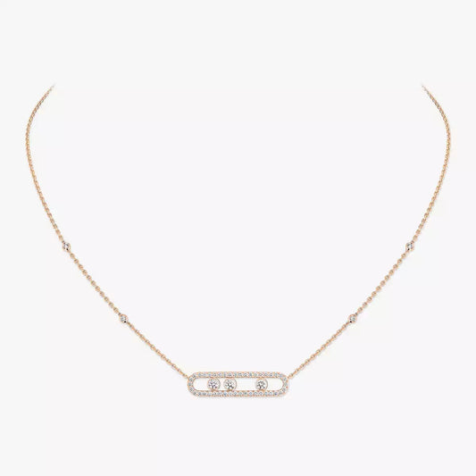 [LORA]  Move Pave_ Rose Gold Diamond Necklace
