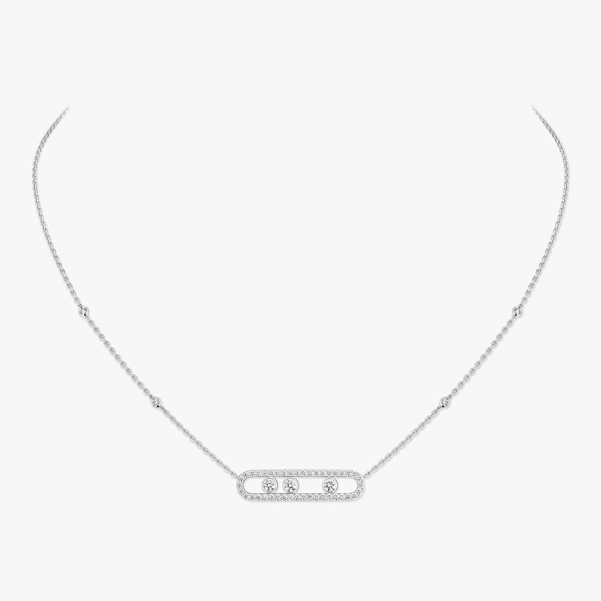 [LORA]  Move Pave_ Rose Gold Diamond Necklace