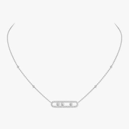 [LORA]  Move Pave_ Rose Gold Diamond Necklace