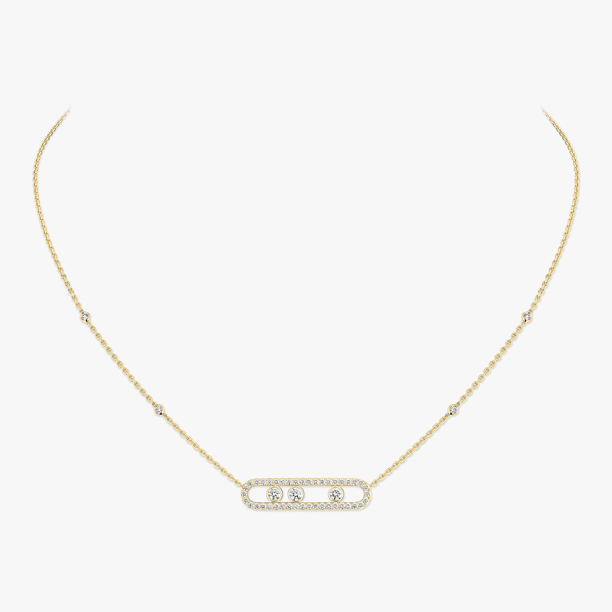 [LORA]  Move Pave_ Rose Gold Diamond Necklace