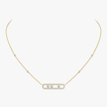 [LORA]  Move Pave_ Rose Gold Diamond Necklace
