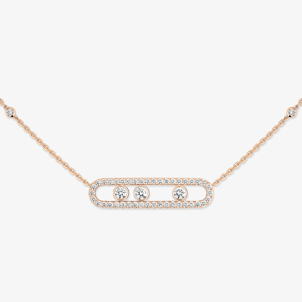 [LORA]  Move Pave_ Rose Gold Diamond Necklace
