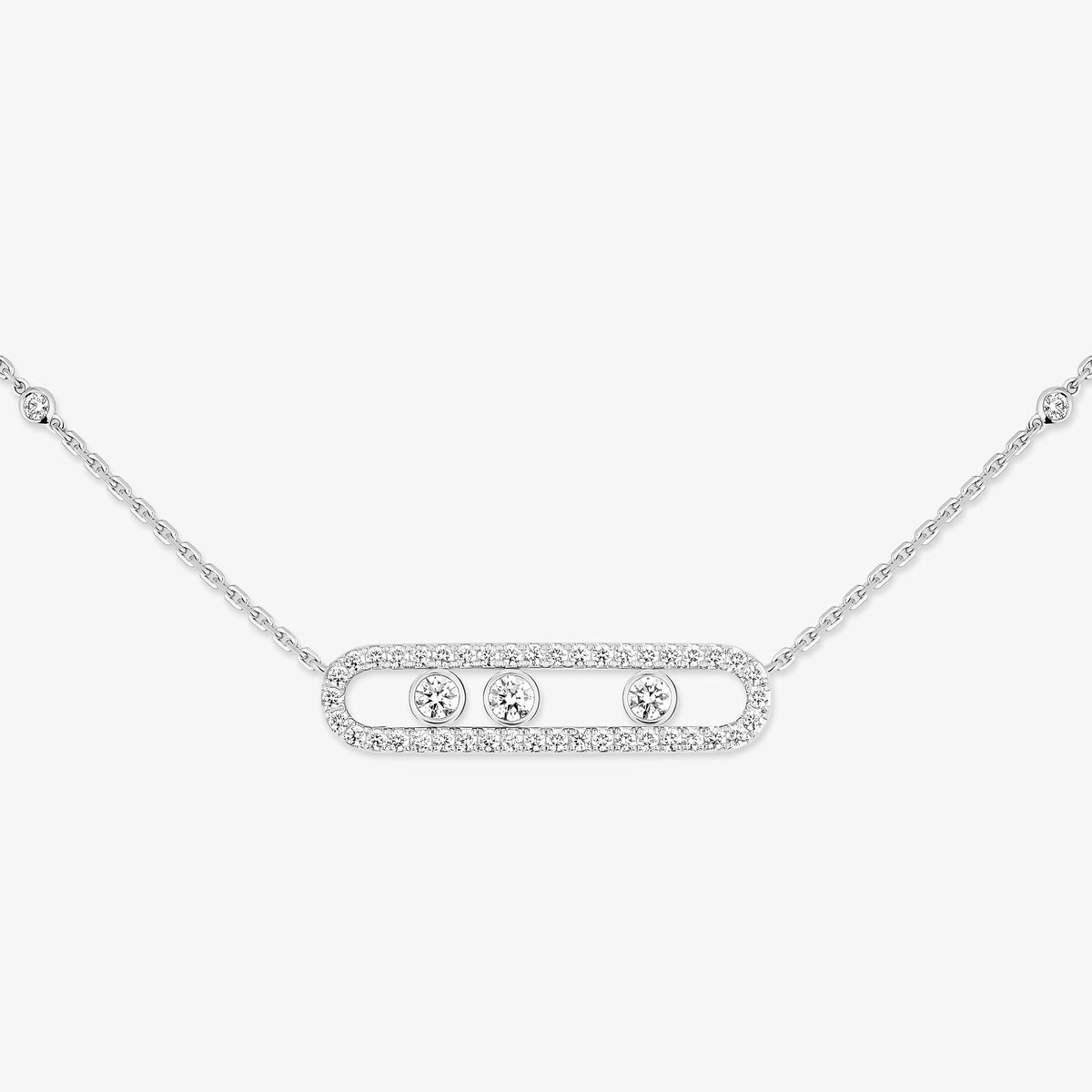 [LORA]  Move Pave_ Rose Gold Diamond Necklace