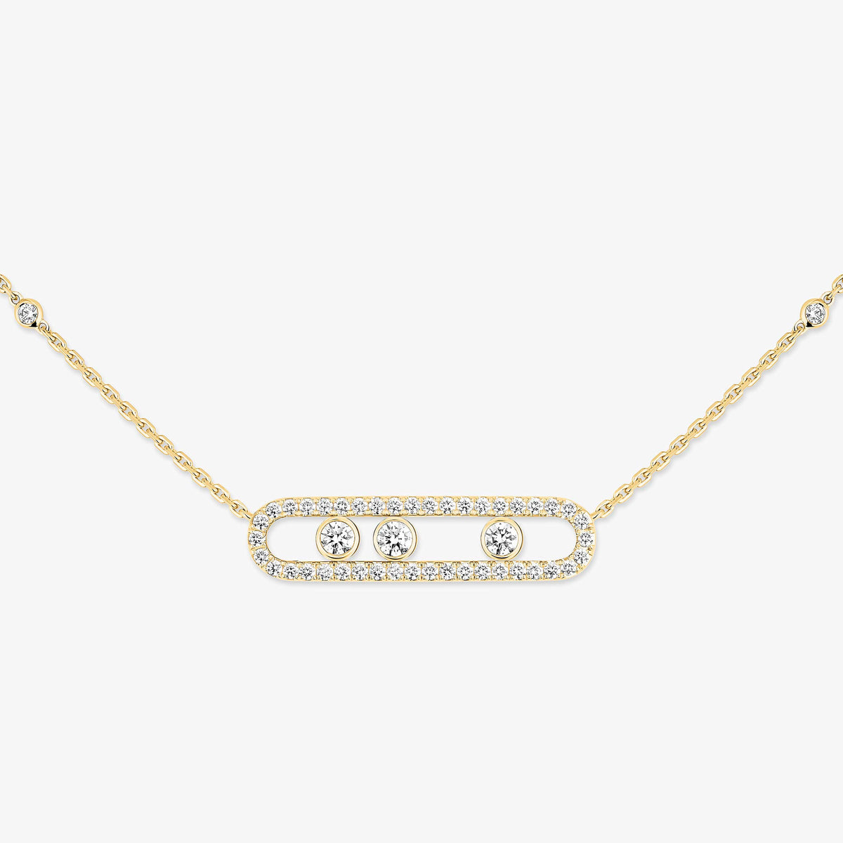 [LORA]  Move Pave_ Rose Gold Diamond Necklace