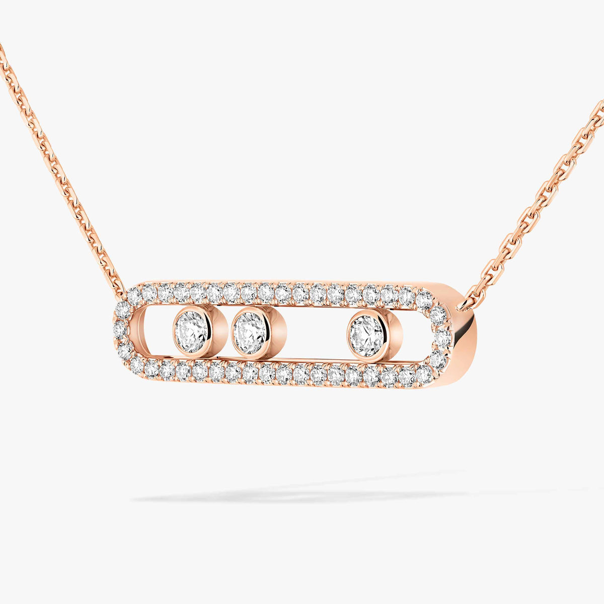 [LORA]  Move Pave_ Rose Gold Diamond Necklace