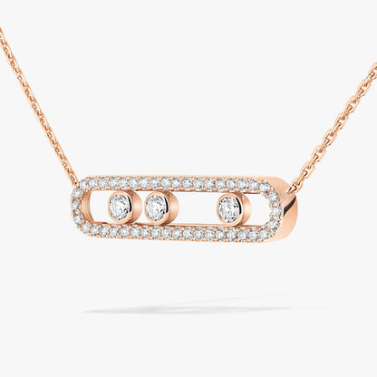 [LORA]  Move Pave_ Rose Gold Diamond Necklace