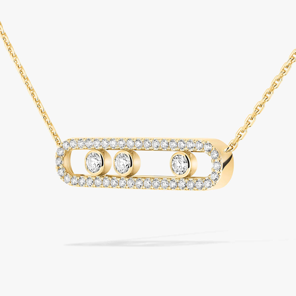 [LORA]  Move Pave_ Rose Gold Diamond Necklace