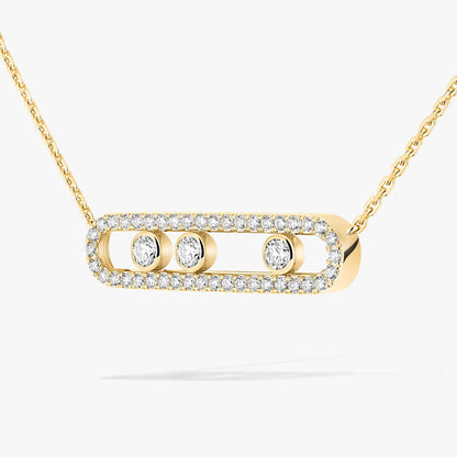 [LORA]  Move Pave_ Rose Gold Diamond Necklace